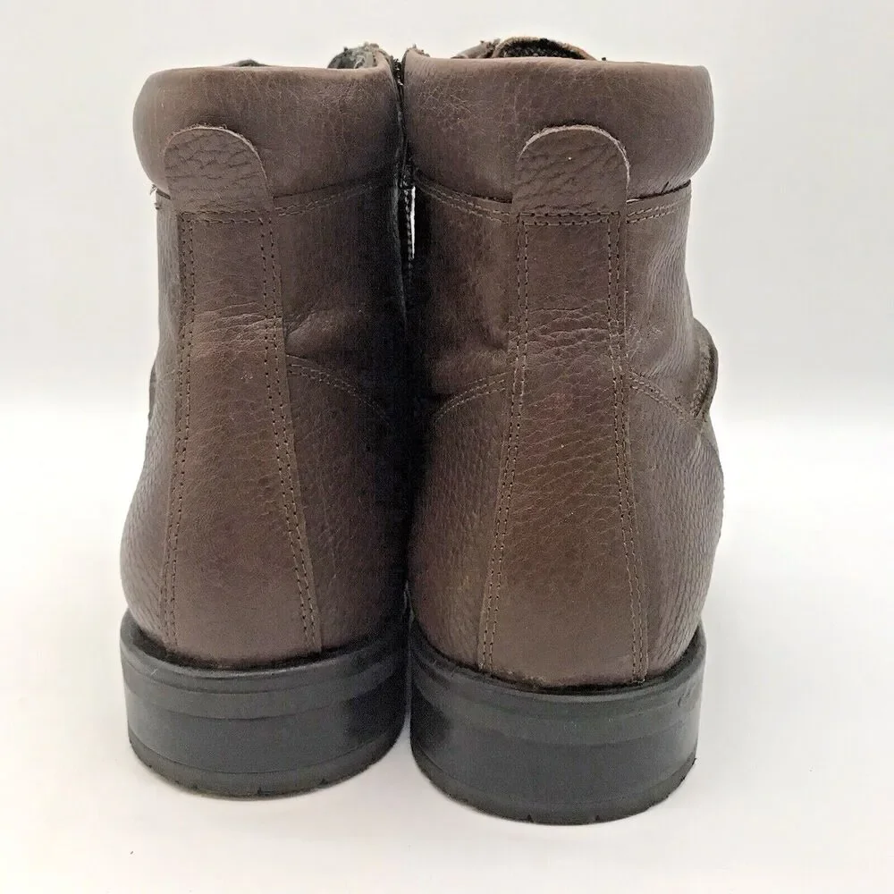 Alfani Lion 8046 Pebbled Brown Leather Lace-Up Fashion Boots Men's 10.5M Shoes